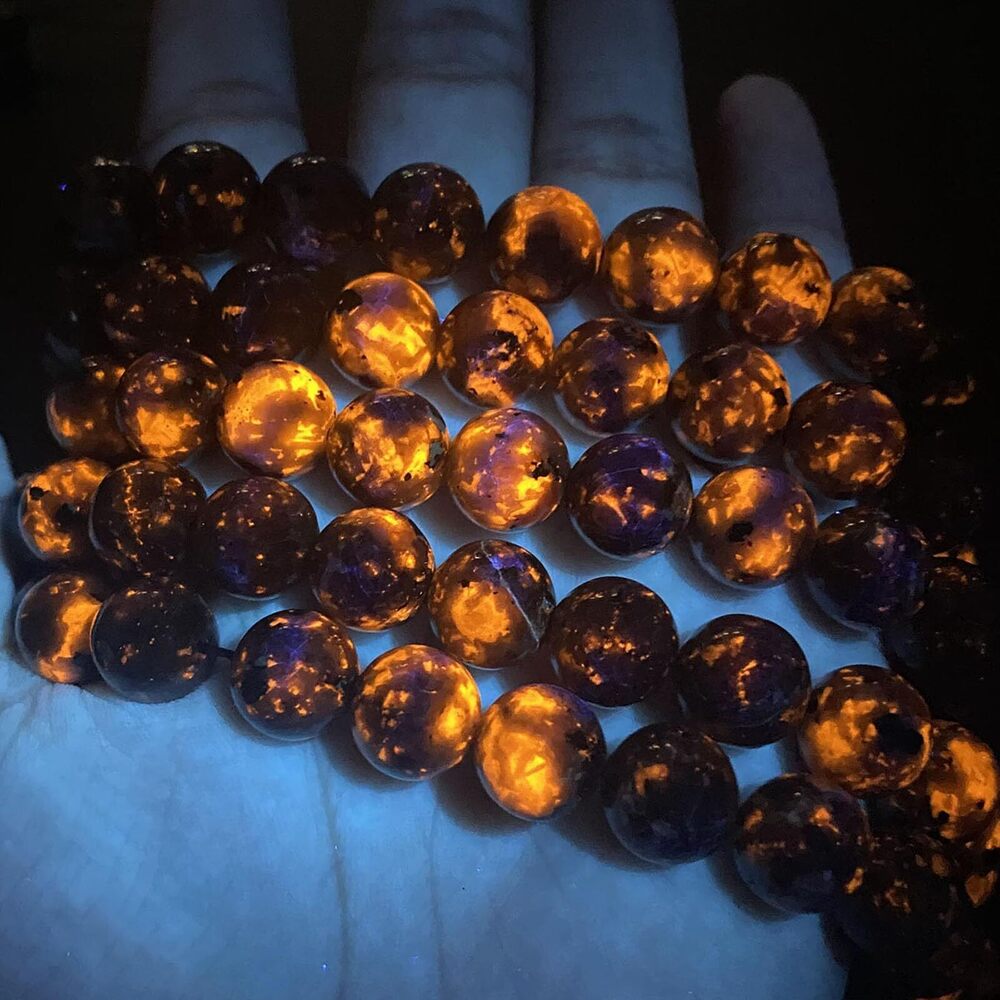 7228 10MM 72pcs Natural Flame Yooperlite Stone Energy Beads Round Loose